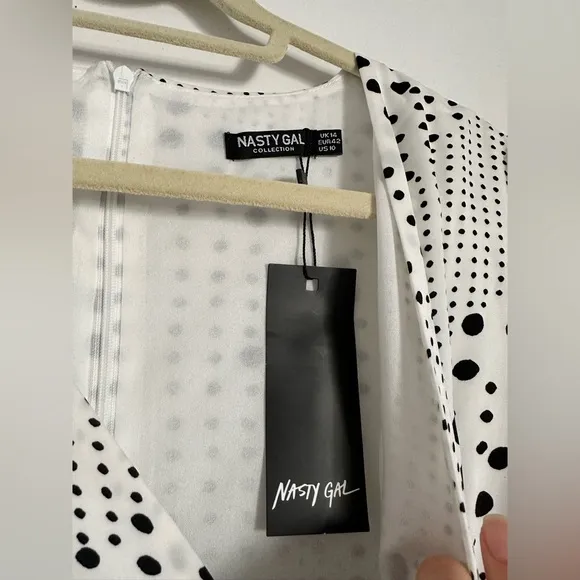 NWT Nasty Gal Mixed Spot Print Fitted Midi Dress