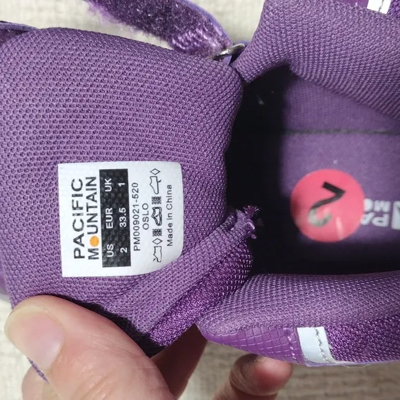 NWT Pacific Mountain Girls Oslo Purple Gray Hiking Boots Size 2