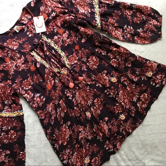 NWT Raga Enchanted Garden Floral Boho Tunic Dress