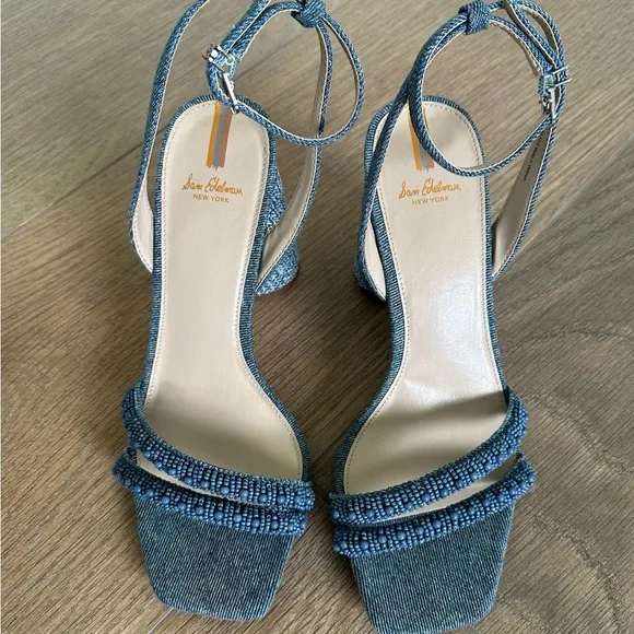 NWT SAM EDELMAN Women's Kia Beaded High-Heel Sandals Sz 6,5