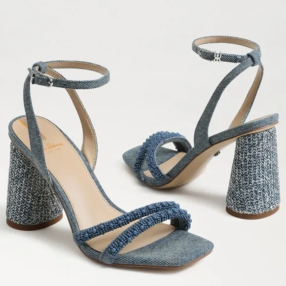NWT SAM EDELMAN Women's Kia Beaded High-Heel Sandals Sz 6,5