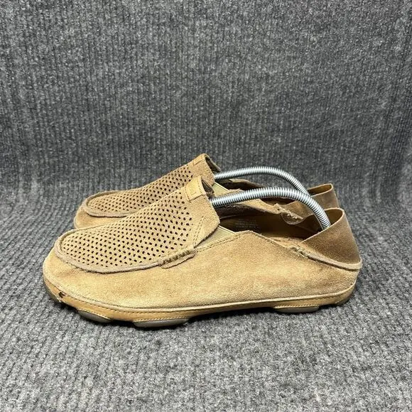 Olukai Moloa Kahana Suede Slip On Loafers Shoes Casual Brown Mens Size 10