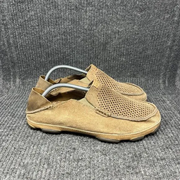 Olukai Moloa Kahana Suede Slip On Loafers Shoes Casual Brown Mens Size 10