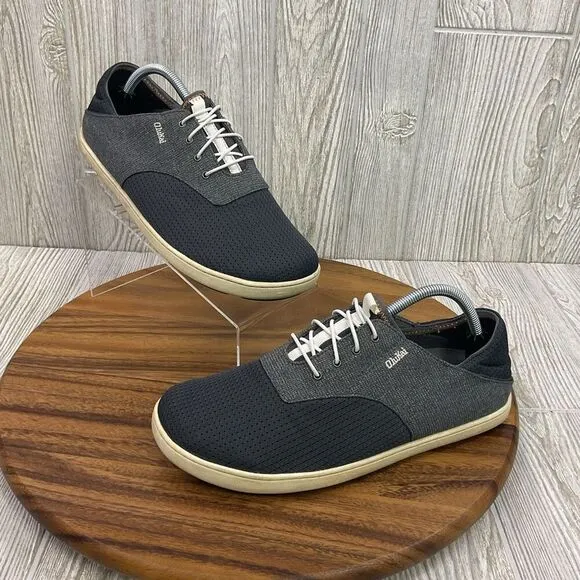 Olukai Men's Size 10 Nohea Moku Shoes Blue Fabric Lace Up Casual Sneaker
