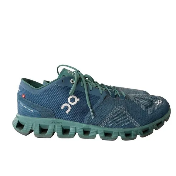ON CLOUD X Running Shoes Men’s Storm Tide Blue Green Size 12.5