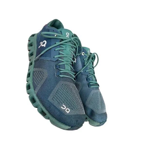 ON CLOUD X Running Shoes Men’s Storm Tide Blue Green Size 12.5
