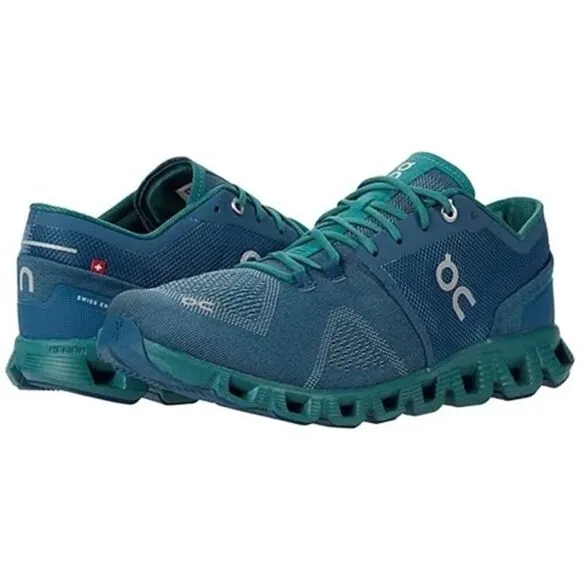 ON CLOUD X Running Shoes Men’s Storm Tide Blue Green Size 12.5