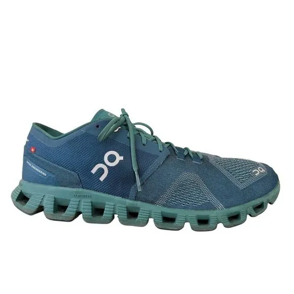 ON CLOUD X Running Shoes Men’s Storm Tide Blue Green Size 12.5