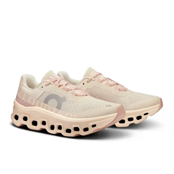 On Running Women's Cream and Pink Running Shoes / Cloudtec Cloudmonster