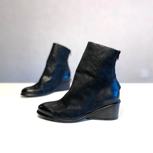 Oooo La, La, Get The Last Conspiracy Marin Wedge Sueded Mat Black Boots Size 38