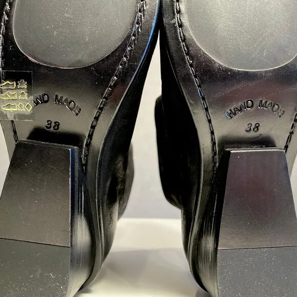 Oooo La, La, Get The Last Conspiracy Marin Wedge Sueded Mat Black Boots Size 38