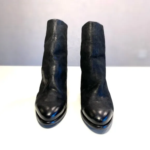 Oooo La, La, Get The Last Conspiracy Marin Wedge Sueded Mat Black Boots Size 38