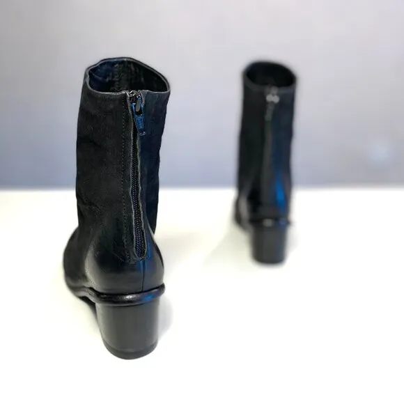 Oooo La, La, Get The Last Conspiracy Marin Wedge Sueded Mat Black Boots Size 38
