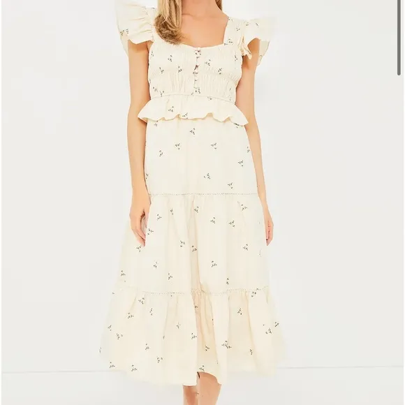 O.P.TBeige Floral Alana Dress