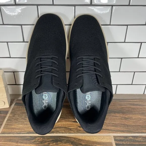 Orthofeet Rex Mens Size 9.5 Shoes Black Knit Lace Up Hands Free Casual Sneakers