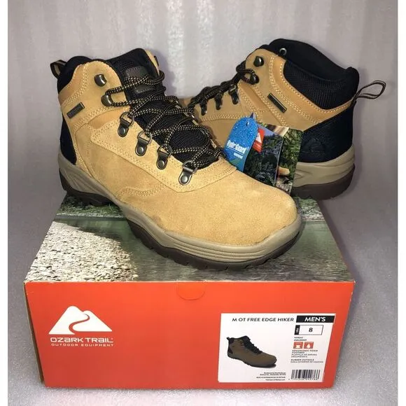 Ozark Trail M OT Free Edge Hiker Suede Wheat Boots Men's Size 8 Waterproof NEW