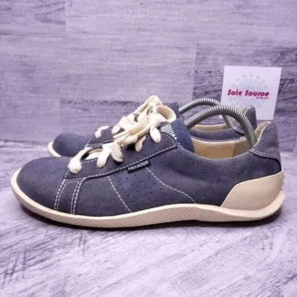 Palladium Suede Leather Low Top Casual Sneaker Blue Cream Men's sz 9