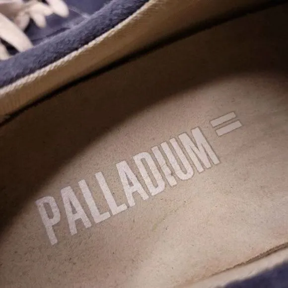 Palladium Suede Leather Low Top Casual Sneaker Blue Cream Men's sz 9