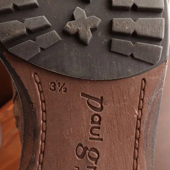 Paul Green Boots Womens SZ UK 3.5 US 6 Brown Suede Side Zip Moto Casual Buckle