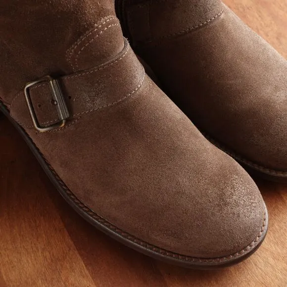 Paul Green Boots Womens SZ UK 3.5 US 6 Brown Suede Side Zip Moto Casual Buckle