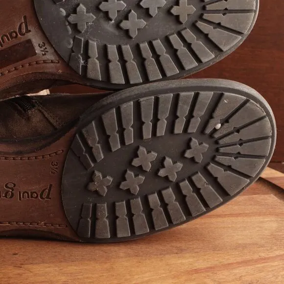 Paul Green Boots Womens SZ UK 3.5 US 6 Brown Suede Side Zip Moto Casual Buckle