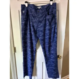 PETER MILLAR Pants Mens 38x32 Blue Camouflage Crown Sport 5-Pocket Golf New