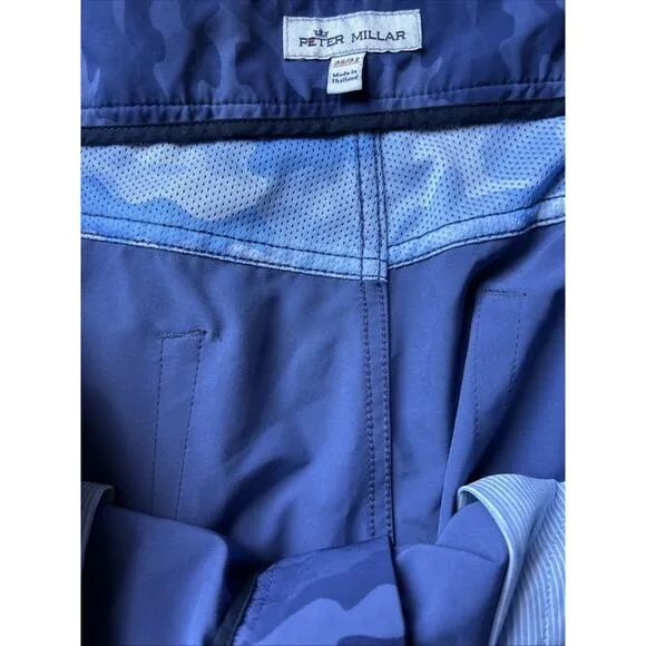 PETER MILLAR Pants Mens 38x32 Blue Camouflage Crown Sport 5-Pocket Golf New