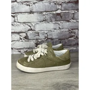 Philippe Model Paris Olive Green Leather Casual Sneakers Junior Sz 31EU/13.5M US