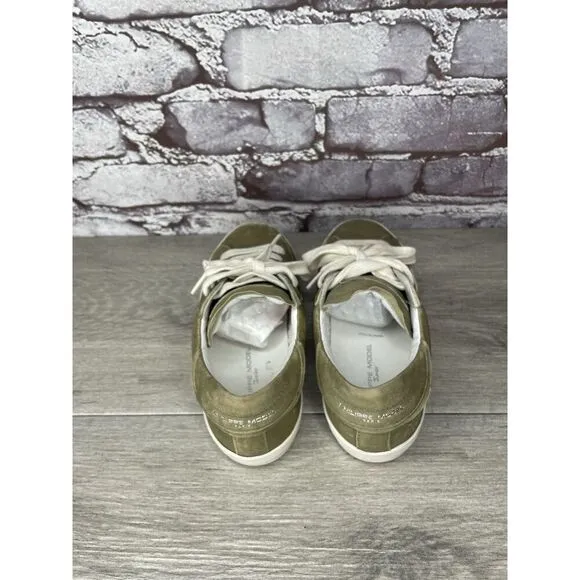 Philippe Model Paris Olive Green Leather Casual Sneakers Junior Sz 31EU/13.5M US