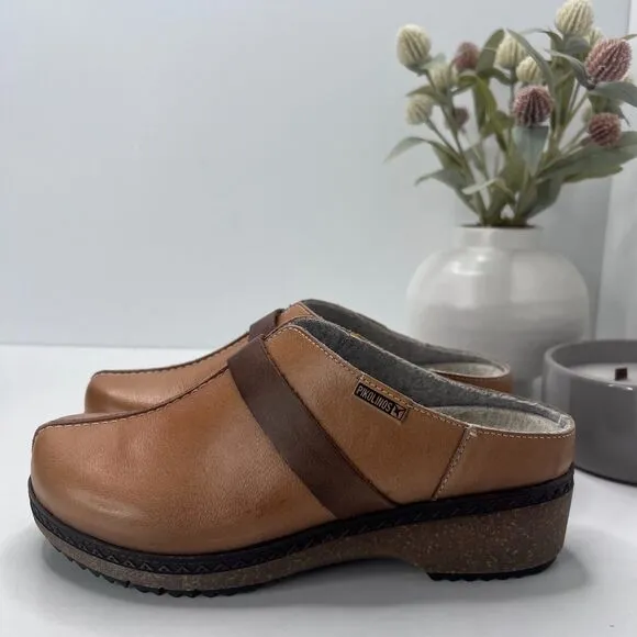 Pikolinos Granda Leather Wool Clogs Mules Slip On Shoes Brandy Women’s EU 36/5.5