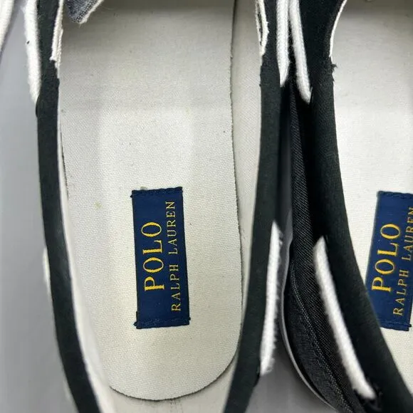 Polo Ralph Lauren Boat Shoes Preppy Mens Sneakers Grey Canvas Casual Size 12