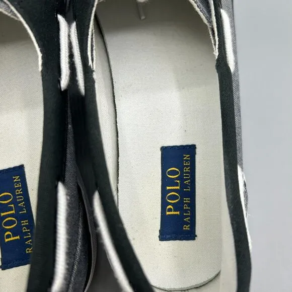 Polo Ralph Lauren Boat Shoes Preppy Mens Sneakers Grey Canvas Casual Size 12