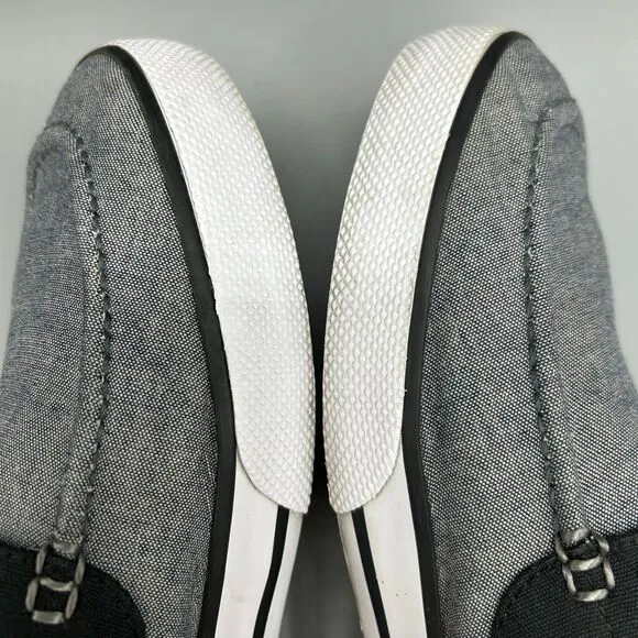 Polo Ralph Lauren Boat Shoes Preppy Mens Sneakers Grey Canvas Casual Size 12