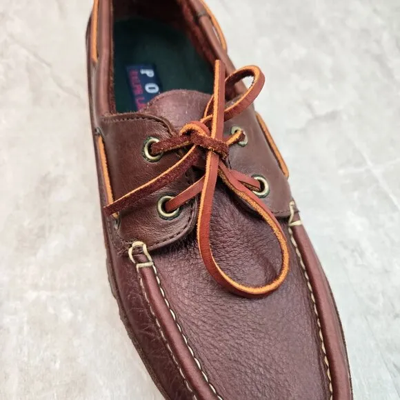 Polo Ralph Lauren Oxford Dress Shoes Mens Sz 10 Brown Preppy Lace Up Work Loafer