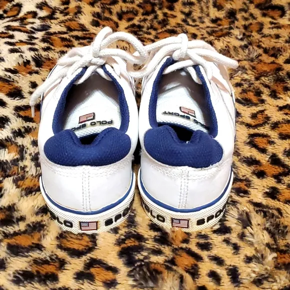 Polo Sport White Leather Lace Up Sneakers 1.5Y