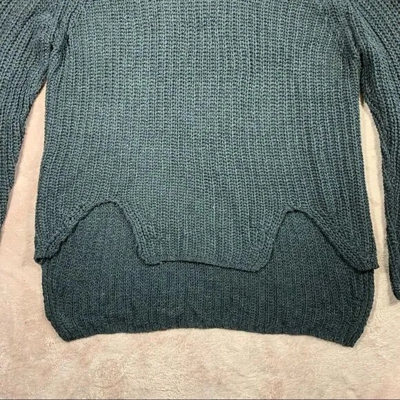 Pol Oversized Aysmmetrical Knit Grey Turtleneck Sweater M
