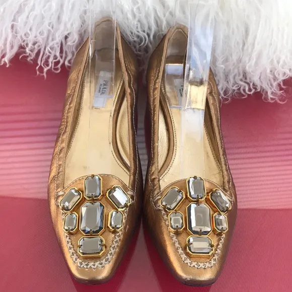 Prada amazing stone work on these leather shoes