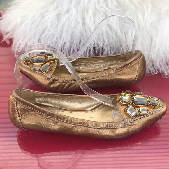 Prada amazing stone work on these leather shoes