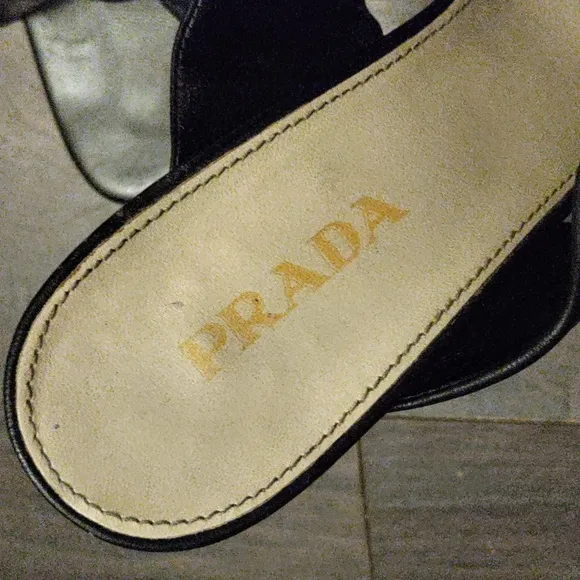Prada Black Leather Knot Heel Sandals