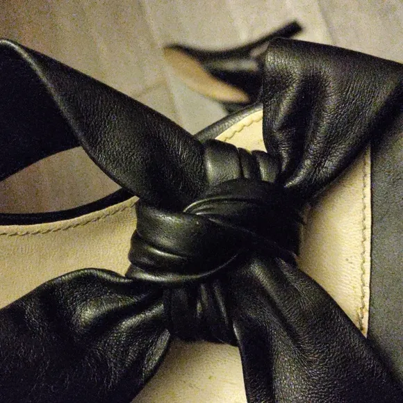 Prada Black Leather Knot Heel Sandals