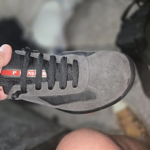 Prada Men's Gray Suede Sneakers