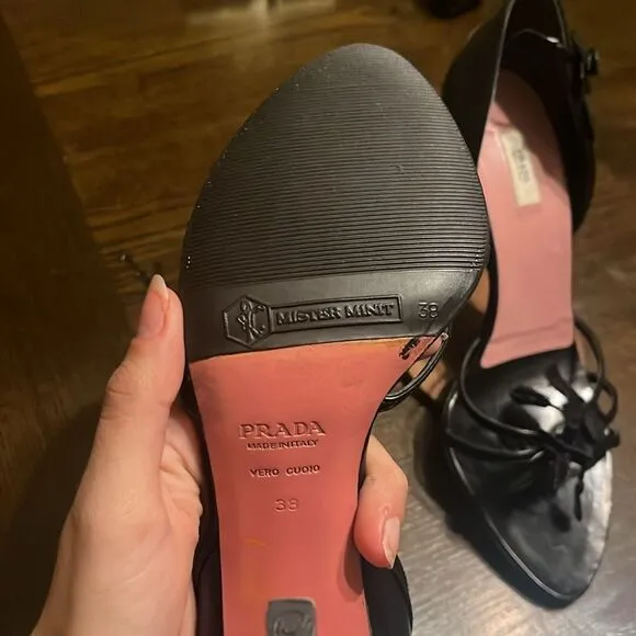 PRADA Vintage Black Leather 3D Floral Heels