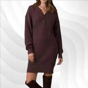 Prana Brown Long Sleeve Milani Henley Dress Size XS | Casual &amp; Comfy