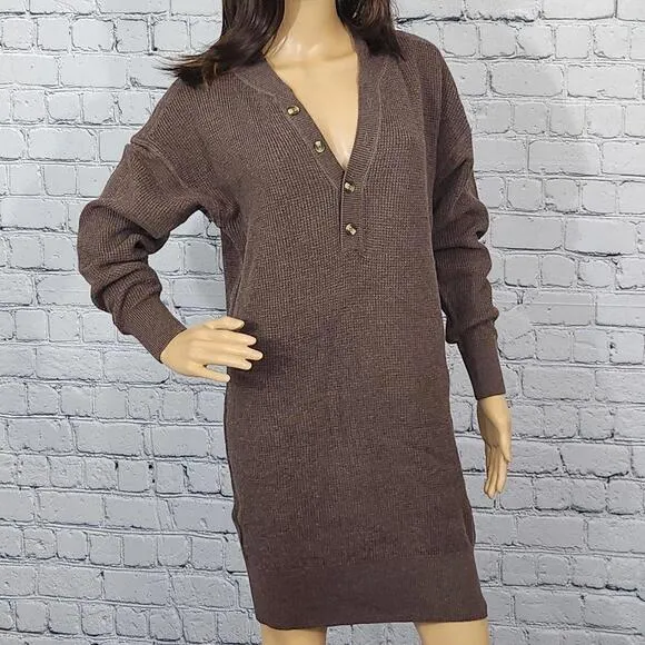 Prana Brown Long Sleeve Milani Henley Dress Size XS | Casual &amp; Comfy