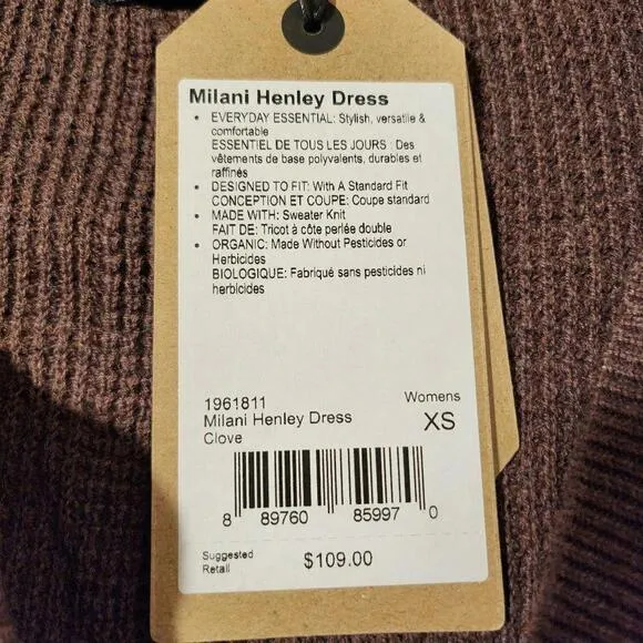 Prana Brown Long Sleeve Milani Henley Dress Size XS | Casual &amp; Comfy