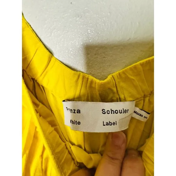 PROENZA SCHOULER WHITE LABEL Yellow 100% Cotton Poplin Gathered Dress Size 0