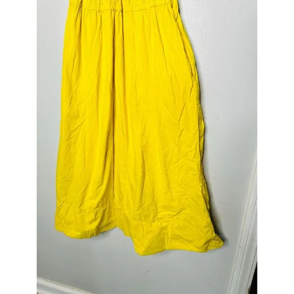 PROENZA SCHOULER WHITE LABEL Yellow 100% Cotton Poplin Gathered Dress Size 0