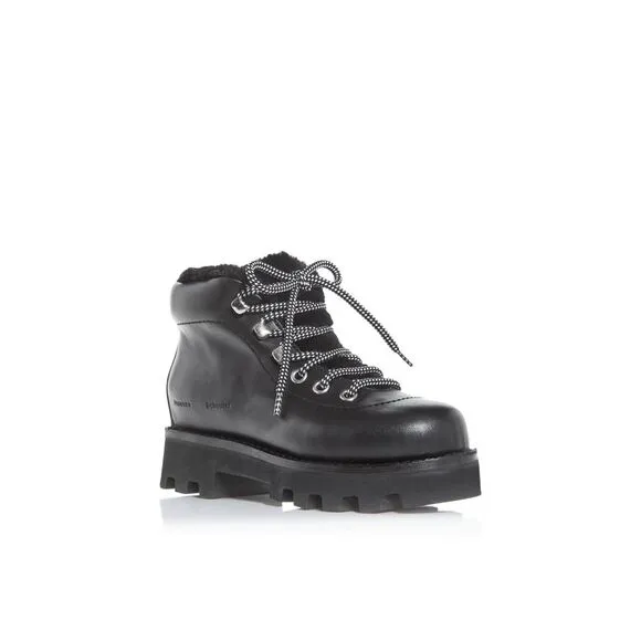 PROENZA SCHOULER Womens Black Round Toe Block Heel Leather Hiking Boots 40