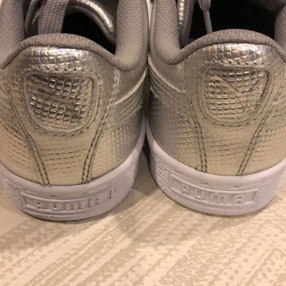 Puma Basket Classic Holographic Silver Sneakers - Size 4 1/2