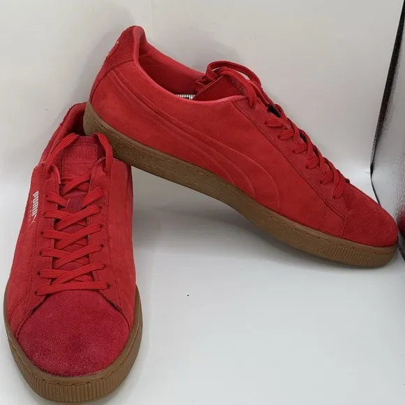 Puma Suede Emboss Men's Size 13 Sneakers 36074705 High Risk Red Gum Casual